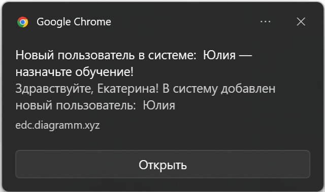 Отображение браузерного уведомления